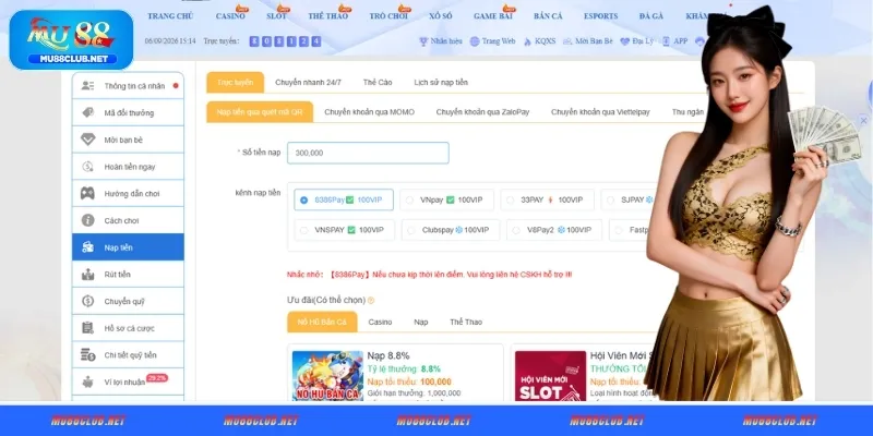 Nạp tiền MU88 bằng mã QR