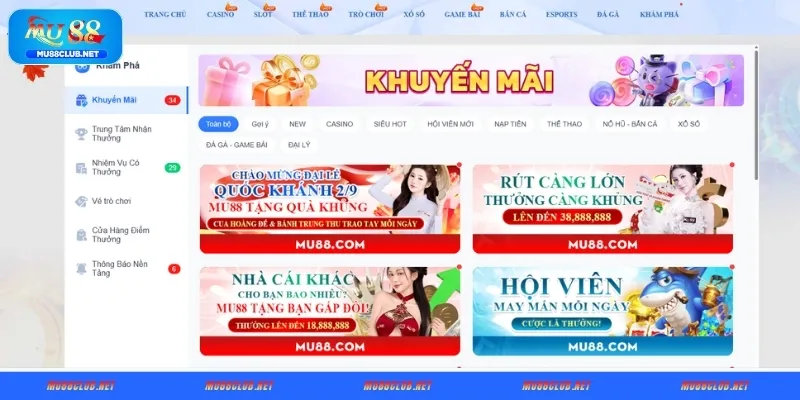 Tổng hợp các khuyến mãi MU88 nổi bật trong năm 2026